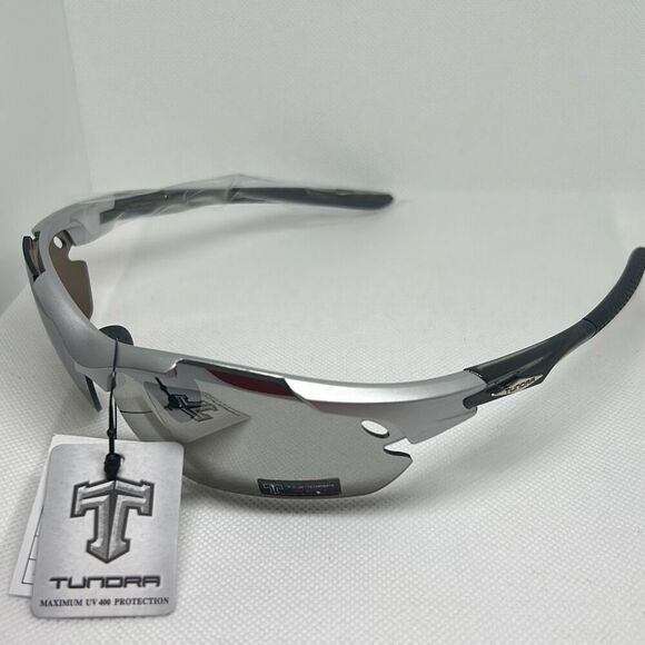 Tundra Mens Semi Rimless Mirrored Wrap Sunglasses - Picture 1 of 3